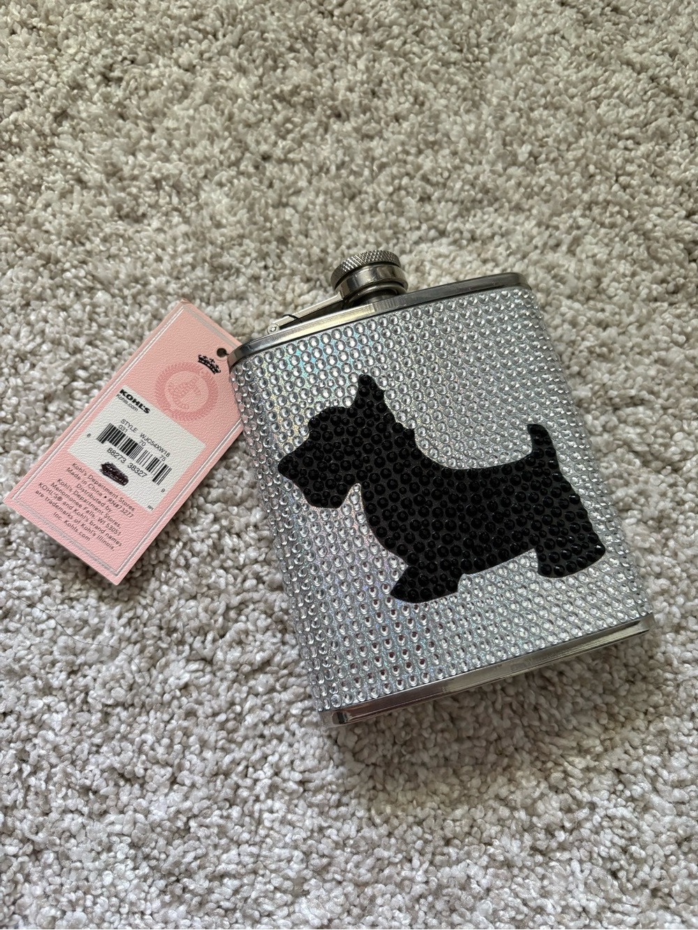 New Limited Edition Juicy Couture 7oz. crystal Scottish Scot Dog Flask Bling - Picture 5 of 11